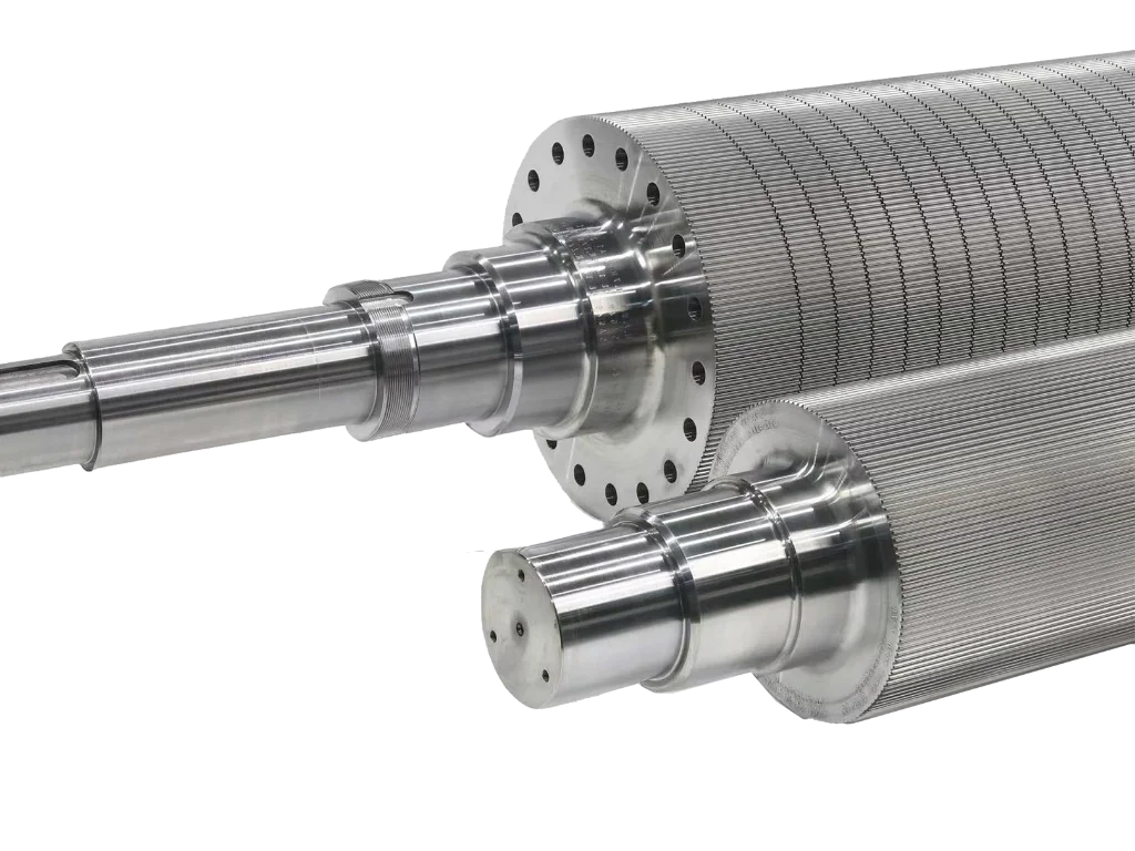 A pair of standard corrugating rolls, demonstrating RMM’s reliable solutions for smaller and mid-range production lines.