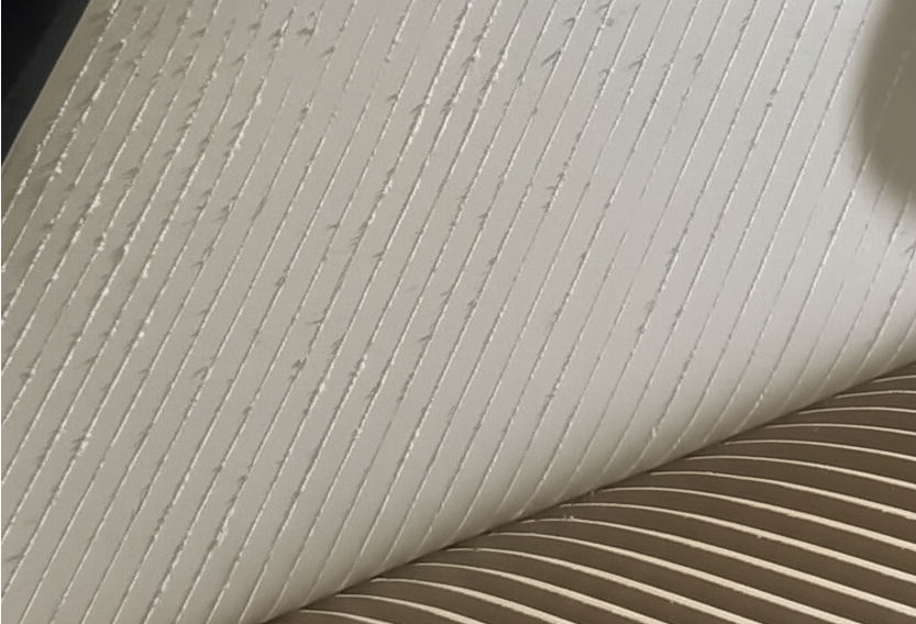 Corrugated Board Glue Line, Close-up Shot